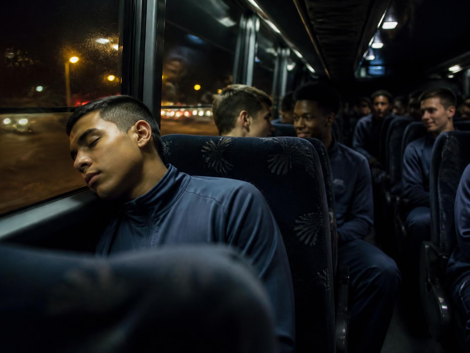A team traveling together between games